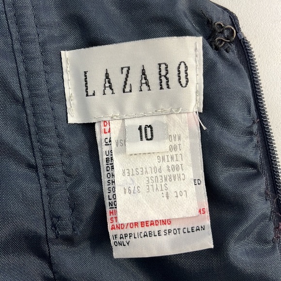 Lazaro Navy Formal Gown. Preowned - Picture 7 of 10